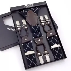 6 Clip Suspenders Premium Quality Corporate Gift Box for Men Bridegrooms Business Formal Retro unique vintage Fashion Birthday Aniiversary Copy