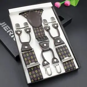 6 Clip Suspenders Premium Quality Corporate Gift Box for Men Bridegrooms Business Formal Retro unique vintage Fashion Birthday Aniiversary