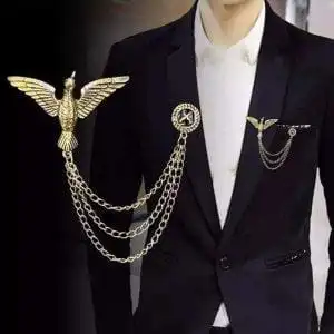 Man's Tassel Chain Bird Brooch Woman's Suit Seagull Eagle Angle Wing Brooches Collar Pins